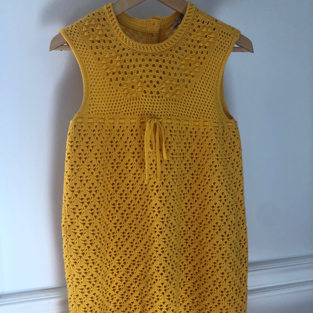 Yellow Crocheted See by Chloe Wool Dress